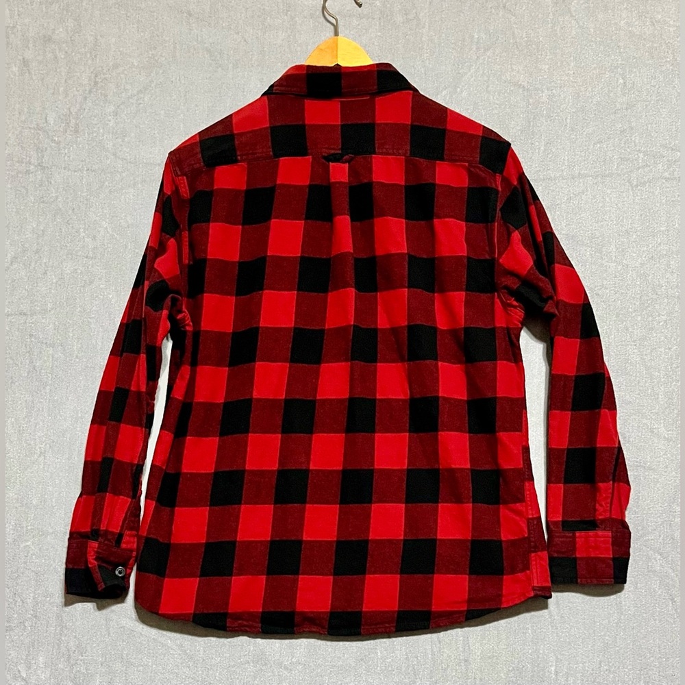 Eddie‎ Bauer Buffalo Red Black Checkered Button Flannel Shirt Men’s Size Large - Picture 3 of 8